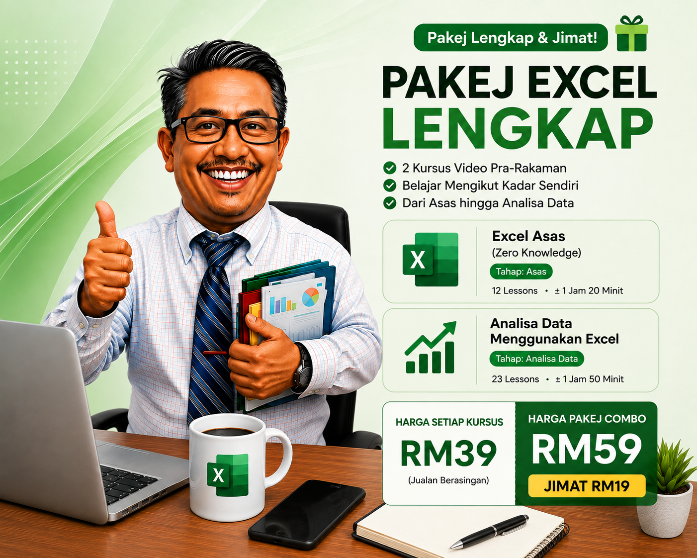 Pakej Excel Lengkap — Excel Asas dan Analisa Data Menggunakan Excel